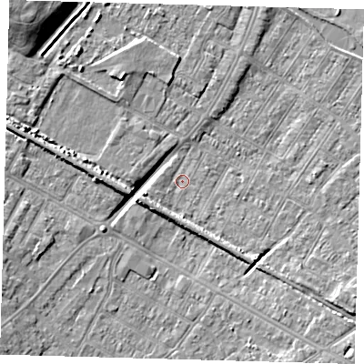 Shaded relief map of the ground around DN312EW, computed from Environment Agency LiDAR. The ground here sits at about 2 m above sea level and falls 10 m across the surrounding 800 m. Surface water reaching this point runs off ground lying to the south-east, 5.6 m higher.