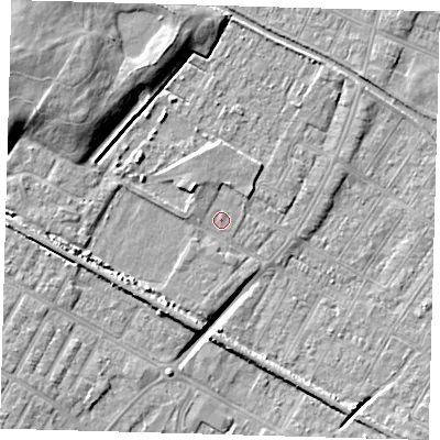 Shaded relief map of the ground around DN312EY, computed from Environment Agency LiDAR. The ground here sits at about 3 m above sea level and falls 12 m across the surrounding 800 m. Surface water reaching this point runs off ground lying to the west-south-west, 2.8 m higher.