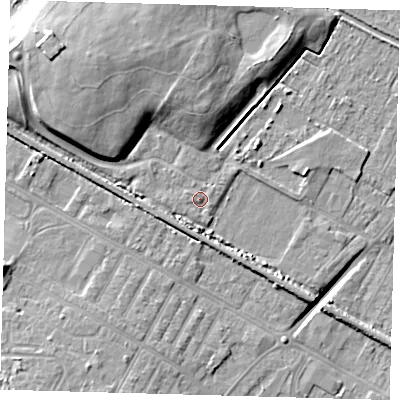 Shaded relief map of the ground around DN312FJ, computed from Environment Agency LiDAR. The ground here sits at about 4 m above sea level and falls 12 m across the surrounding 800 m. Surface water reaching this point runs off ground lying to the north-west, 0.9 m higher.
