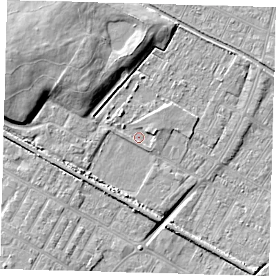 Shaded relief map of the ground around DN312FL, computed from Environment Agency LiDAR. The ground here sits at about 3 m above sea level and falls 12 m across the surrounding 800 m. Surface water reaching this point runs off ground lying to the west-south-west, 2.4 m higher.