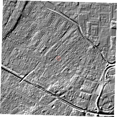 Shaded relief map of the ground around DN312HG, computed from Environment Agency LiDAR. The ground here sits at about 3 m above sea level and falls 10 m across the surrounding 800 m. Surface water reaching this point runs off ground lying to the south-east, 5.0 m higher.