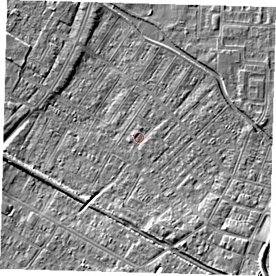 Shaded relief map of the ground around DN312HN, computed from Environment Agency LiDAR. The ground here sits at about 3 m above sea level and falls 11 m across the surrounding 800 m. Surface water reaching this point runs off ground lying to the north-north-east, 0.8 m higher.