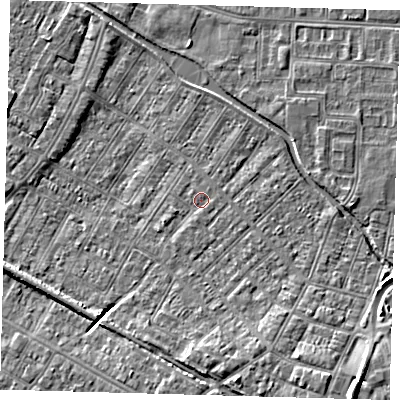 Shaded relief map of the ground around DN312HW, computed from Environment Agency LiDAR. The ground here sits at about 3 m above sea level and falls 9 m across the surrounding 800 m. Surface water reaching this point runs off ground lying to the east, 0.7 m higher.