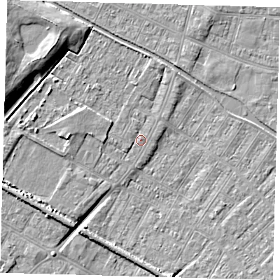Shaded relief map of the ground around DN312JL, computed from Environment Agency LiDAR. The ground here sits at about 3 m above sea level and falls 10 m across the surrounding 800 m. Surface water reaching this point runs off ground lying to the north-west, 5.5 m higher.