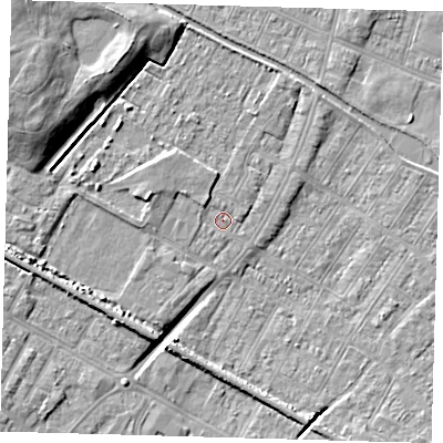 Shaded relief map of the ground around DN312JN, computed from Environment Agency LiDAR. The ground here sits at about 3 m above sea level and falls 11 m across the surrounding 800 m. Surface water reaching this point runs off ground lying to the north-north-west, 1.4 m higher.