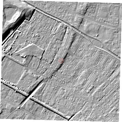 Shaded relief map of the ground around DN312JQ, computed from Environment Agency LiDAR. The ground here sits at about 3 m above sea level and falls 9 m across the surrounding 800 m. Surface water reaching this point runs off ground lying to the north-north-east, 1.1 m higher.