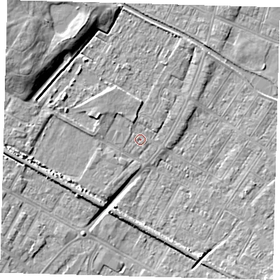 Shaded relief map of the ground around DN312JW, computed from Environment Agency LiDAR. The ground here sits at about 3 m above sea level and falls 11 m across the surrounding 800 m. Surface water reaching this point runs off ground lying to the north-north-west, 1.3 m higher.