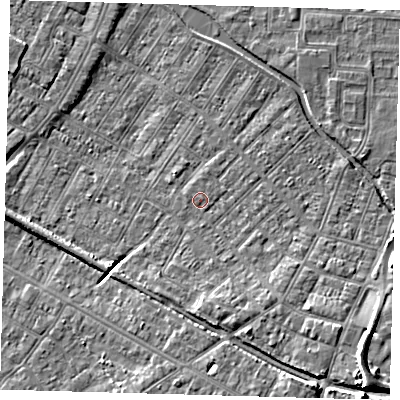 Shaded relief map of the ground around DN312JY, computed from Environment Agency LiDAR. The ground here sits at about 3 m above sea level and falls 10 m across the surrounding 800 m. Surface water reaching this point runs off ground lying to the south-east, 5.1 m higher.