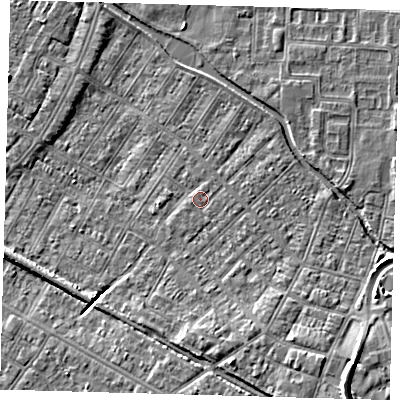 Shaded relief map of the ground around DN312JZ, computed from Environment Agency LiDAR. The ground here sits at about 3 m above sea level and falls 9 m across the surrounding 800 m. Surface water reaching this point runs off ground lying to the east, 0.6 m higher.