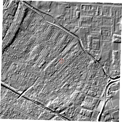 Shaded relief map of the ground around DN312NF, computed from Environment Agency LiDAR. The ground here sits at about 3 m above sea level and falls 9 m across the surrounding 800 m. Surface water reaching this point runs off ground lying to the south-east, 0.8 m higher.