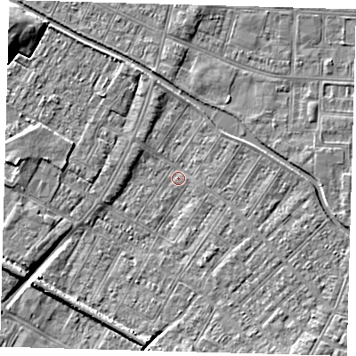 Shaded relief map of the ground around DN312NH, computed from Environment Agency LiDAR. The ground here sits at about 2 m above sea level and falls 8 m across the surrounding 800 m. Surface water reaching this point runs off ground lying to the south-east, 3.2 m higher.