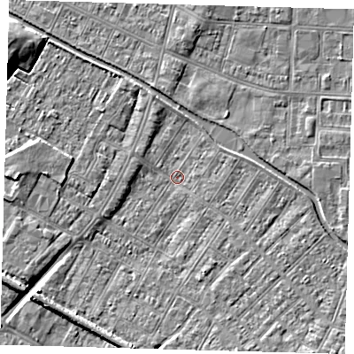 Shaded relief map of the ground around DN312NJ, computed from Environment Agency LiDAR. The ground here sits at about 3 m above sea level and falls 8 m across the surrounding 800 m. Surface water reaching this point runs off ground lying to the south-east, 3.1 m higher.