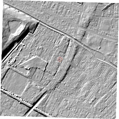 Shaded relief map of the ground around DN312NL, computed from Environment Agency LiDAR. The ground here sits at about 3 m above sea level and falls 10 m across the surrounding 800 m. Surface water reaching this point runs off ground lying to the north-west, 5.5 m higher.