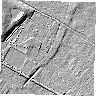 Shaded relief map of the ground around DN312NN, computed from Environment Agency LiDAR. The ground here sits at about 3 m above sea level and falls 10 m across the surrounding 800 m. Surface water reaching this point runs off ground lying to the west-north-west, 6.7 m higher.