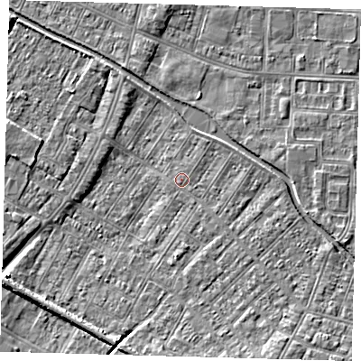 Shaded relief map of the ground around DN312NQ, computed from Environment Agency LiDAR. The ground here sits at about 3 m above sea level and falls 6 m across the surrounding 800 m. Surface water reaching this point runs off ground lying to the south-east, 1.2 m higher.