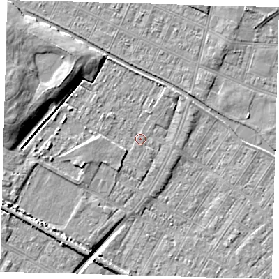Shaded relief map of the ground around DN312NW, computed from Environment Agency LiDAR. The ground here sits at about 3 m above sea level and falls 10 m across the surrounding 800 m. Surface water reaching this point runs off ground lying to the west-north-west, 6.8 m higher.