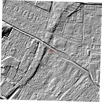 Shaded relief map of the ground around DN312NX, computed from Environment Agency LiDAR. The ground here sits at about 3 m above sea level and falls 8 m across the surrounding 800 m. Surface water reaching this point runs off ground lying to the north-north-west, 1.0 m higher.