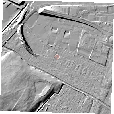 Shaded relief map of the ground around DN312QX, computed from Environment Agency LiDAR. The ground here sits at about 3 m above sea level and falls 10 m across the surrounding 800 m. Surface water reaching this point runs off ground lying to the north-west, 0.8 m higher.