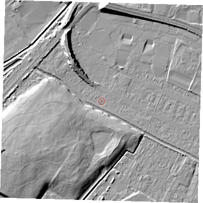 Shaded relief map of the ground around DN312RH, computed from Environment Agency LiDAR. The ground here sits at about 3 m above sea level and falls 10 m across the surrounding 800 m. Surface water reaching this point runs off ground lying to the south-east, 0.6 m higher.