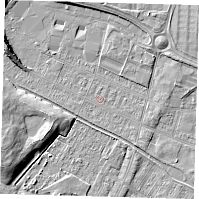 Shaded relief map of the ground around DN312RL, computed from Environment Agency LiDAR. The ground here sits at about 3 m above sea level and falls 8 m across the surrounding 800 m. Surface water reaching this point runs off ground lying to the north-east, 2.9 m higher.