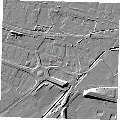 Shaded relief map of the ground around DN312UE, computed from Environment Agency LiDAR. The ground here sits at about 3 m above sea level and falls 10 m across the surrounding 800 m. Surface water reaching this point runs off ground lying to the south-east, 10.0 m higher.