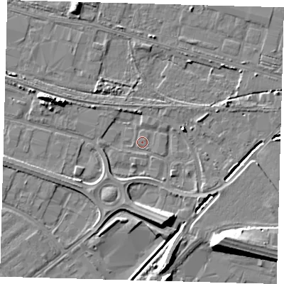 Shaded relief map of the ground around DN312UT, computed from Environment Agency LiDAR. The ground here sits at about 3 m above sea level and falls 10 m across the surrounding 800 m. Surface water reaching this point runs off ground lying to the south-east, 10.0 m higher.