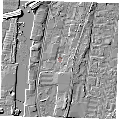 Shaded relief map of the ground around DN313JD, computed from Environment Agency LiDAR. The ground here sits at about 3 m above sea level and falls 7 m across the surrounding 800 m. Surface water reaching this point runs off ground lying to the east, 1.8 m higher.