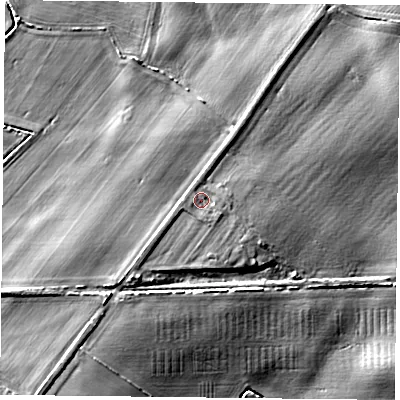 Shaded relief map of the ground around DN31AL, computed from Environment Agency LiDAR. The ground here sits at about 8 m above sea level and falls 6 m across the surrounding 800 m. Surface water reaching this point runs off ground lying to the south-west, 1.1 m higher.