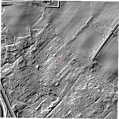 Shaded relief map of the ground around DN31AS, computed from Environment Agency LiDAR. The ground here sits at about 8 m above sea level and falls 9 m across the surrounding 800 m. Surface water reaching this point runs off ground lying to the south-south-west, 1.7 m higher.