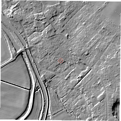 Shaded relief map of the ground around DN31BQ, computed from Environment Agency LiDAR. The ground here sits at about 7 m above sea level and falls 9 m across the surrounding 800 m. Surface water reaching this point runs off ground lying to the north-north-west, 3.5 m higher.