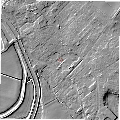 Shaded relief map of the ground around DN31EA, computed from Environment Agency LiDAR. The ground here sits at about 6 m above sea level and falls 9 m across the surrounding 800 m. Surface water reaching this point runs off ground lying to the east, 6.5 m higher.