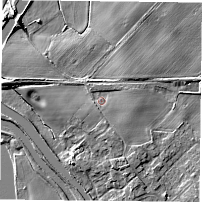 Shaded relief map of the ground around DN31ED, computed from Environment Agency LiDAR. The ground here sits at about 8 m above sea level and falls 8 m across the surrounding 800 m. Surface water reaching this point runs off ground lying to the south-south-east, 3.2 m higher.