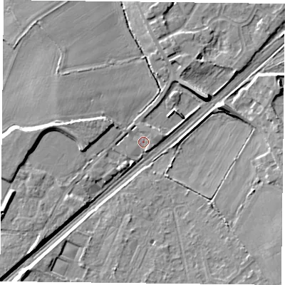 Shaded relief map of the ground around DN31HQ, computed from Environment Agency LiDAR. The ground here sits at about 6 m above sea level and falls 7 m across the surrounding 800 m. Surface water reaching this point runs off ground lying to the east-south-east, 1.8 m higher.