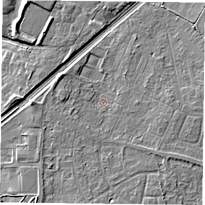 Shaded relief map of the ground around DN31NP, computed from Environment Agency LiDAR. The ground here sits at about 8 m above sea level and falls 8 m across the surrounding 800 m. Surface water reaching this point runs off ground lying to the south-south-east, 3.5 m higher.