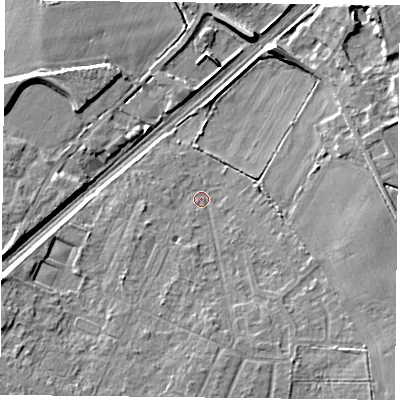 Shaded relief map of the ground around DN31NU, computed from Environment Agency LiDAR. The ground here sits at about 7 m above sea level and falls 7 m across the surrounding 800 m. Surface water reaching this point runs off ground lying to the south-south-east, 3.9 m higher.
