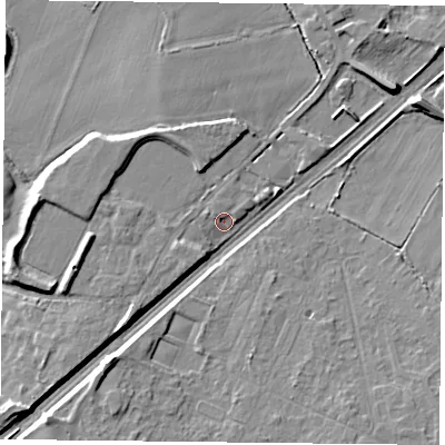 Shaded relief map of the ground around DN31ST, computed from Environment Agency LiDAR. The ground here sits at about 6 m above sea level and falls 8 m across the surrounding 800 m. Surface water reaching this point runs off ground lying to the south-west, 4.4 m higher.