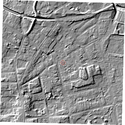 Shaded relief map of the ground around DN320HL, computed from Environment Agency LiDAR. The ground here sits at about 3 m above sea level and falls 10 m across the surrounding 800 m. Surface water reaching this point runs off ground lying to the north-north-west, 7.0 m higher.