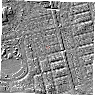 Shaded relief map of the ground around DN320JY, computed from Environment Agency LiDAR. The ground here sits at about 3 m above sea level and falls 6 m across the surrounding 800 m. Surface water reaching this point runs off ground lying to the south-east, 0.7 m higher.