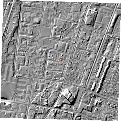 Shaded relief map of the ground around DN327EE, computed from Environment Agency LiDAR. The ground here sits at about 3 m above sea level and falls 8 m across the surrounding 800 m. Surface water reaching this point runs off ground lying to the west-south-west, 1.0 m higher.