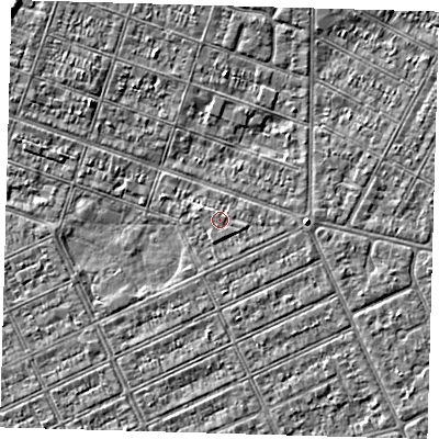 Shaded relief map of the ground around DN327JJ, computed from Environment Agency LiDAR. The ground here sits at about 3 m above sea level and falls 3 m across the surrounding 800 m. Surface water reaching this point runs off ground lying to the east, 0.6 m higher.