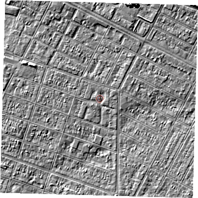 Shaded relief map of the ground around DN327LX, computed from Environment Agency LiDAR. The ground here sits at about 3 m above sea level and falls 8 m across the surrounding 800 m. Surface water reaching this point runs off ground lying to the south-west, 0.6 m higher.