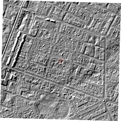 Shaded relief map of the ground around DN327NB, computed from Environment Agency LiDAR. The ground here sits at about 3 m above sea level and falls 3 m across the surrounding 800 m. Surface water reaching this point runs off ground lying to the north-west, 0.5 m higher.