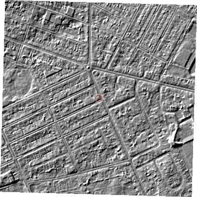 Shaded relief map of the ground around DN328AS, computed from Environment Agency LiDAR. The ground here sits at about 3 m above sea level and falls 3 m across the surrounding 800 m. Surface water reaching this point runs off ground lying to the east-north-east, 1.1 m higher.