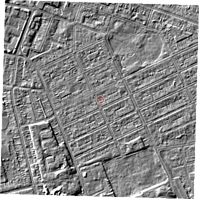 Shaded relief map of the ground around DN328BB, computed from Environment Agency LiDAR. The ground here sits at about 2 m above sea level and falls 5 m across the surrounding 800 m. Surface water reaching this point runs off ground lying to the south-south-east, 0.6 m higher.