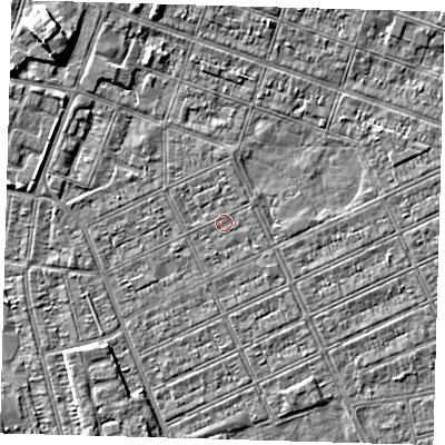 Shaded relief map of the ground around DN328BH, computed from Environment Agency LiDAR. The ground here sits at about 2 m above sea level and falls 5 m across the surrounding 800 m. Surface water reaching this point runs off ground lying to the south-south-west, 2.2 m higher.