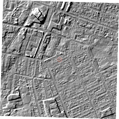 Shaded relief map of the ground around DN328BL, computed from Environment Agency LiDAR. The ground here sits at about 2 m above sea level and falls 5 m across the surrounding 800 m. Surface water reaching this point runs off ground lying to the north-north-east, 0.6 m higher.
