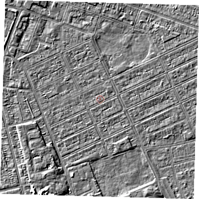 Shaded relief map of the ground around DN328DG, computed from Environment Agency LiDAR. The ground here sits at about 2 m above sea level and falls 5 m across the surrounding 800 m. Surface water reaching this point runs off ground lying to the south-south-west, 0.6 m higher.