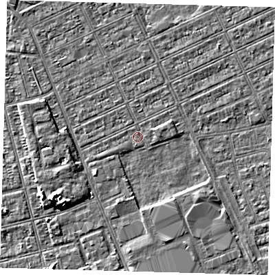 Shaded relief map of the ground around DN328DN, computed from Environment Agency LiDAR. The ground here sits at about 2 m above sea level and falls 5 m across the surrounding 800 m. Surface water reaching this point runs off ground lying to the south-west, 5.1 m higher.