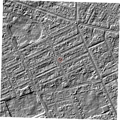 Shaded relief map of the ground around DN328DT, computed from Environment Agency LiDAR. The ground here sits at about 2 m above sea level and falls 3 m across the surrounding 800 m. Surface water reaching this point runs off ground lying to the south-south-west, 1.7 m higher.