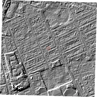 Shaded relief map of the ground around DN328DY, computed from Environment Agency LiDAR. The ground here sits at about 2 m above sea level and falls 5 m across the surrounding 800 m. Surface water reaching this point runs off ground lying to the west, 0.6 m higher.
